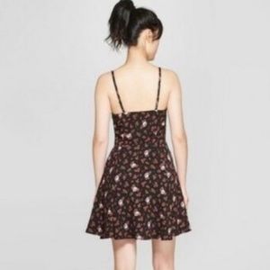 Junk Food Rose and Skull Black Skater Dress XS